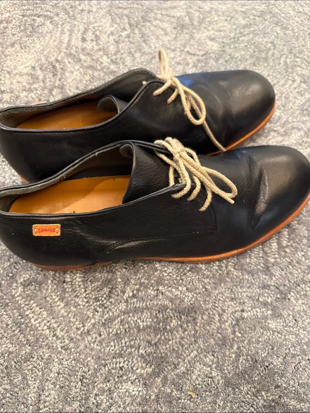 Camper Woodie Black Leather Derby Oxfords Shoes Size 44 US 11